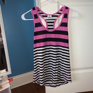 PINK black/white/pink striped tank top
